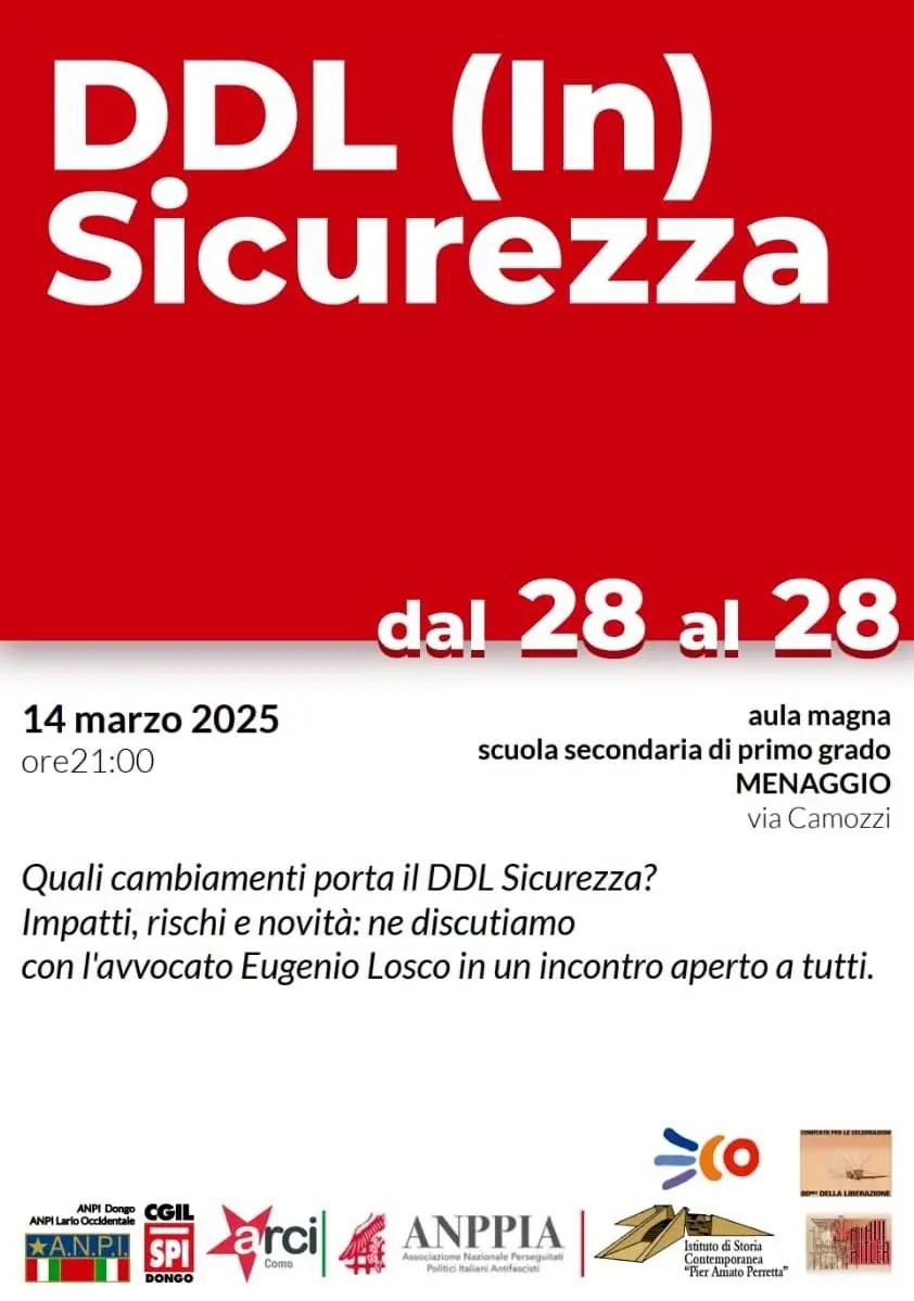 14 marzo/ Menaggio/ Ddl&nbsp;(in)sicurezza